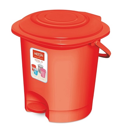 Milton Plastic Pedal Dustbin 12L RED  